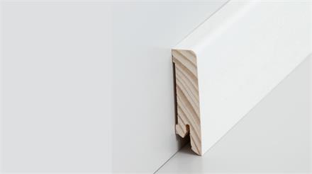 Sockelleiste Holzkern mit Echtholz furn. deckend weiß lackiert, 2,20m lang, 16x60 mm